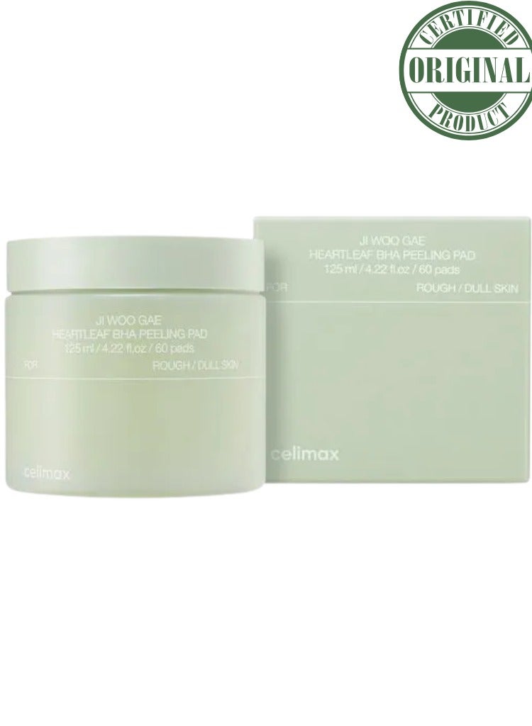 celimax Clogged Pores & Rough Skin Texture Solution – Celimax Ji.Woo.Gae Heartleaf BHA Peeling Pad (60 Pads) - Image 1