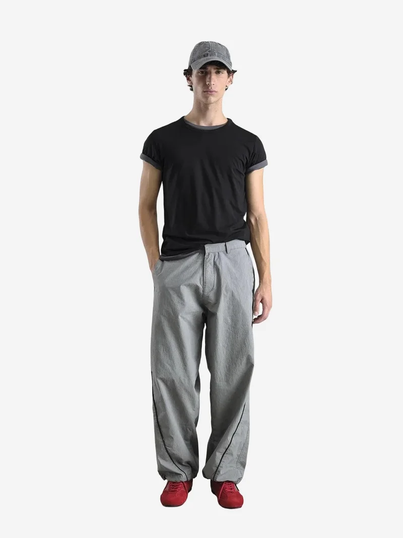 Giesto GIESTO Contrast Binding Detailed Baggy Ripstop Pants