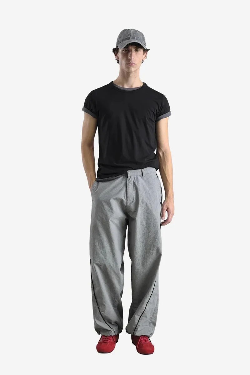 Giesto GIESTO Contrast Binding Detailed Baggy Ripstop Pants
