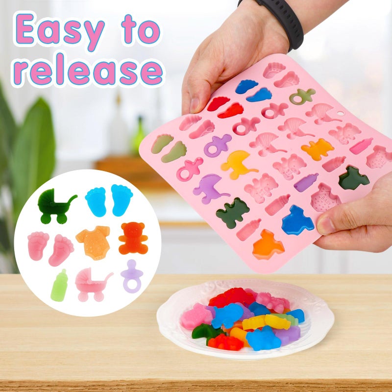 KINYFY 2 Pack Baby Shower Chocolate Molds, Babies Silicone Candy Molds with Onesie Feet Pacifier Cradles Bear Bottle, Babies Chocolate Molds for Party Cake Candy Gummy Cupcake Topper Decorations (Baby) - Image 4