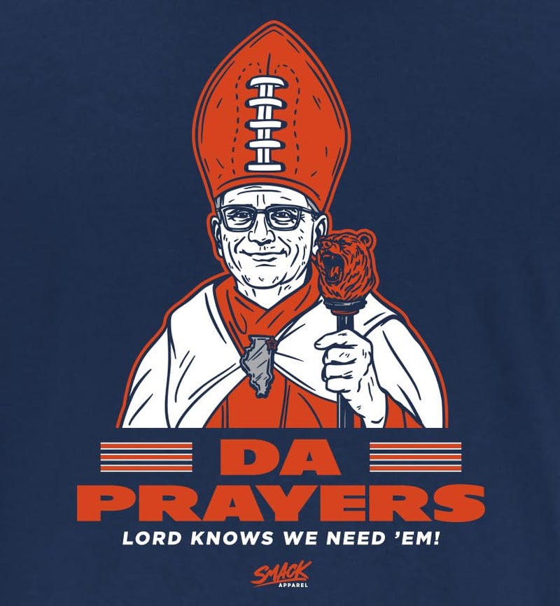 Smack Apparel Da Prayers T-Shirt for Chicago Football Fans (SM-5XL) (Navy Short Sleeve, X-Large) - Image 2