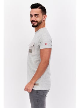 Canadian Peak Men Crew Neck Short Sleeves Solid T-Shirt, Grey  - Image 3