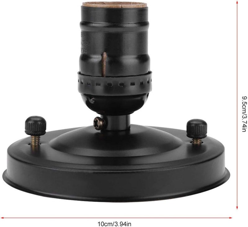 OUKENS Vintage Industrial Lamp Holder, E26/E27 Bulb Socket Base - Electroplated Iron Ceiling or Wall Light Holder for Edison Bulbs, Retro DIY Lighting Fixture (Black) - Image 4