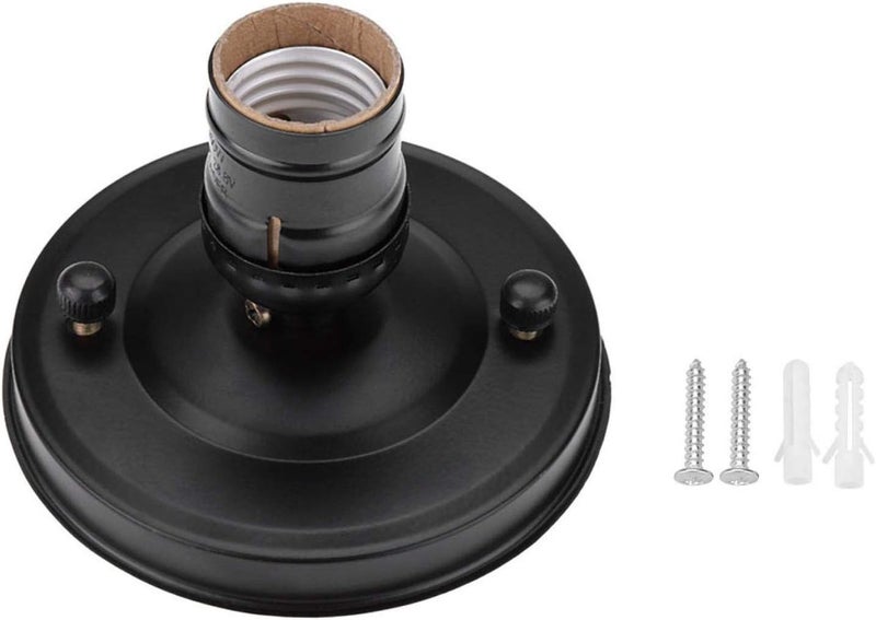 OUKENS Vintage Industrial Lamp Holder, E26/E27 Bulb Socket Base - Electroplated Iron Ceiling or Wall Light Holder for Edison Bulbs, Retro DIY Lighting Fixture (Black) - Image 1