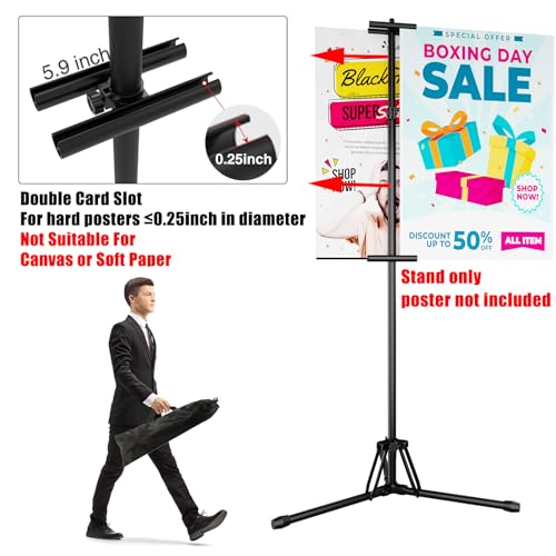 GSOW Poster Stand for Display, 80'' Adjustable Sign Stand Tripod, Retractable Poster Board Stand Double-Sided Banner Stand, Foldable Floor Standing Sign Holder Signage Stand with Portable Bag, Black - Image 5