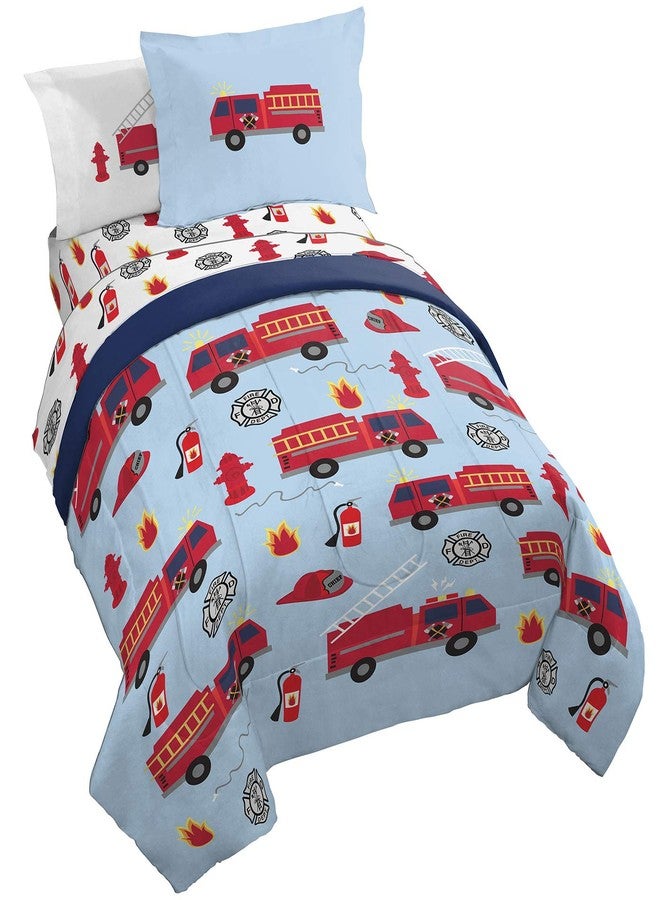 Jay Franco Trend Collector Go Fire Truck Go 5 Piece Twin Bed Set - Includes Comforter & Sheet Set - Super Soft Fade Resistant Microfiber Bedding - Image 1