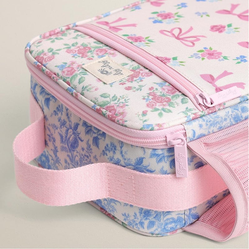 Itzy Ritzy Toddler Lunch Box - Kids Lunch Bag is Insulated and Includes Water Bottle Holder Plus 2 Pockets - Durable, Easy to Clean Lunch Box Toddler Bag (Ribbons & Roses) - Image 4
