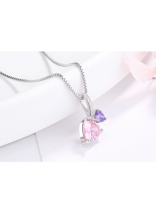925 Sterling Silver Zircon And Crystal Studded Pendant Necklace - Image 4