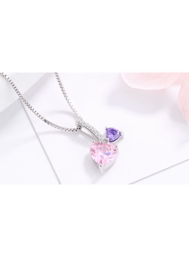 925 Sterling Silver Zircon And Crystal Studded Pendant Necklace - Image 3