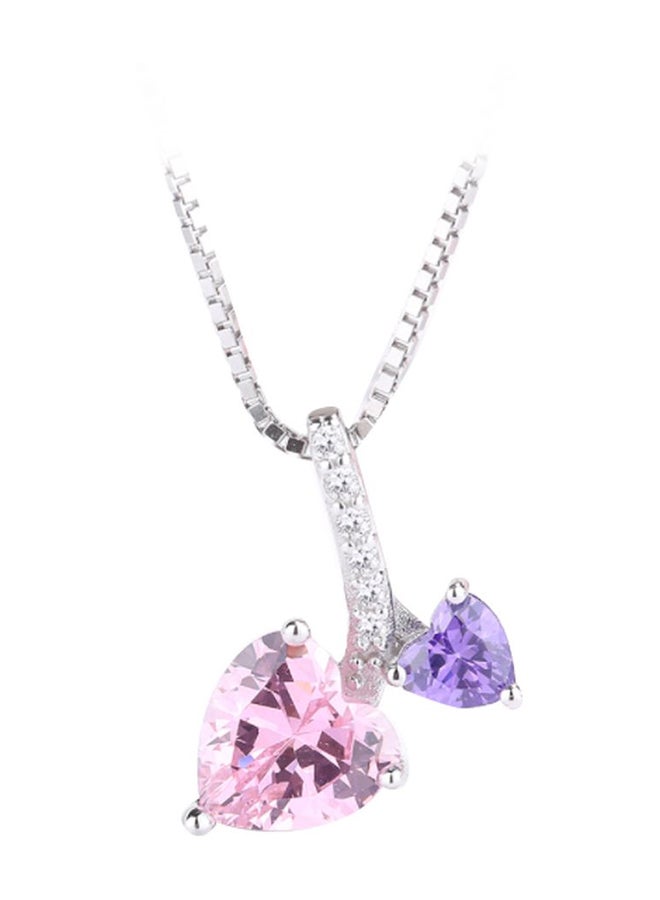 925 Sterling Silver Zircon And Crystal Studded Pendant Necklace - Image 1