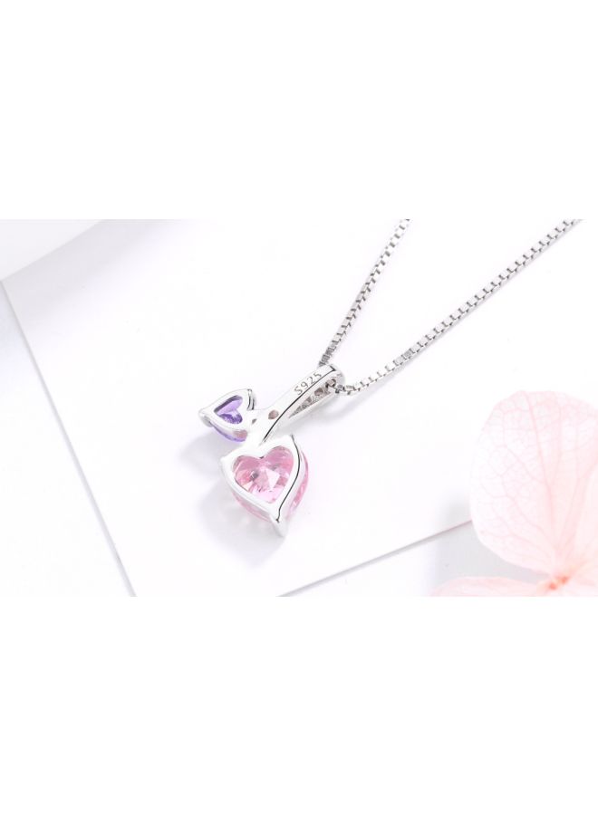 925 Sterling Silver Zircon And Crystal Studded Pendant Necklace - Image 5