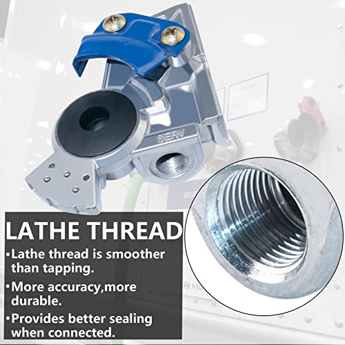 iBroPrat 37 Degree Angle Glad Hand with 2pcs Rubber Seals Emergency & Service Gladhands Handshake Kit Trailer Glad Hand Brake Air Hose Coupling Connector for Semi Truck Trailer Tractor RVs 1 Pair - Image 4