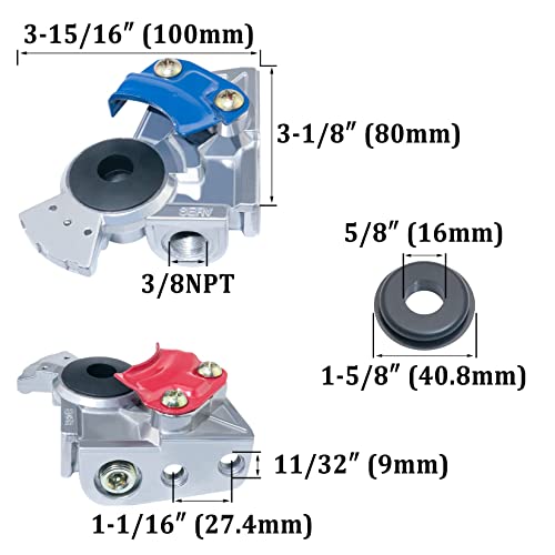 iBroPrat 37 Degree Angle Glad Hand with 2pcs Rubber Seals Emergency & Service Gladhands Handshake Kit Trailer Glad Hand Brake Air Hose Coupling Connector for Semi Truck Trailer Tractor RVs 1 Pair - Image 5