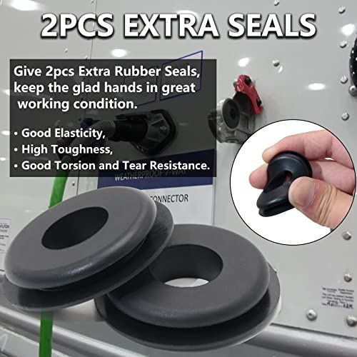 iBroPrat 37 Degree Angle Glad Hand with 2pcs Rubber Seals Emergency & Service Gladhands Handshake Kit Trailer Glad Hand Brake Air Hose Coupling Connector for Semi Truck Trailer Tractor RVs 1 Pair - Image 3