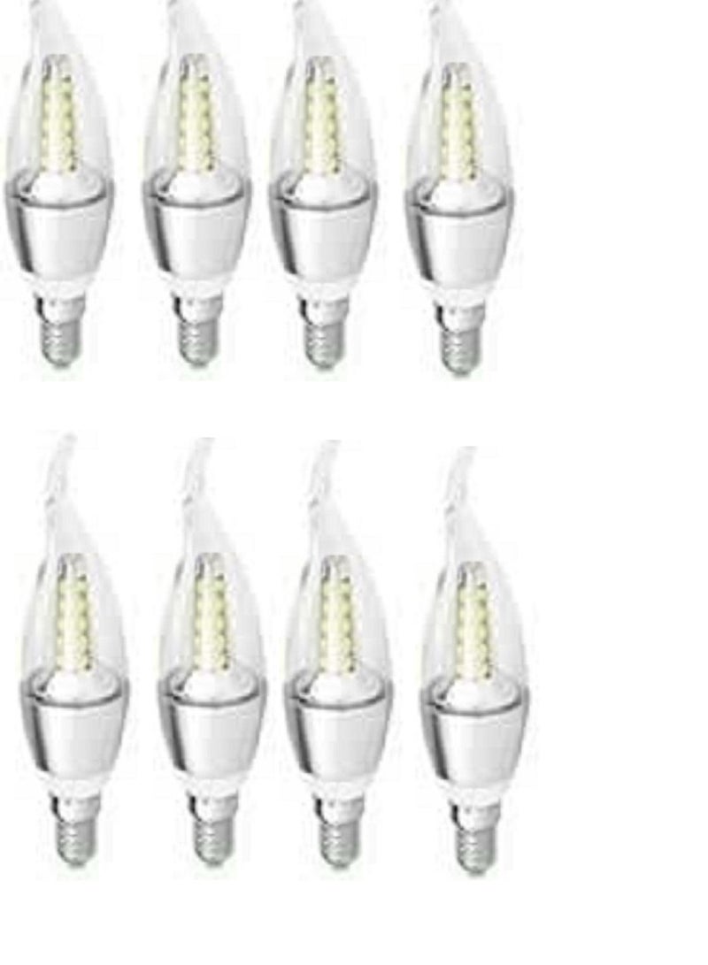 8 LED white light bulbs for chandeliers and lampshades, 5 watts