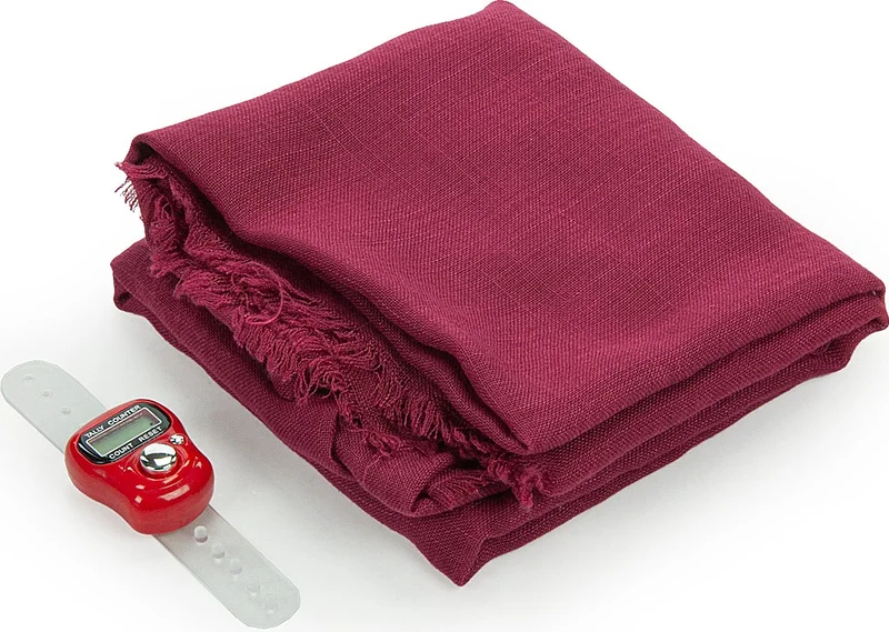 ايهفان 5 Pieces Tulle Pouch Cotton Mevlüt Cloth and Chanting Counter Set Claret Red
