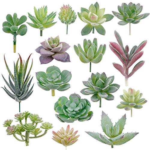 Augshy Artificial Succulents, 16 Pack Fake Succulents Plants Artificial Small Fake Plants Faux Succulents Unpotted for Lotus Landscape Decorative Garden Arrangement Decor - Image 1