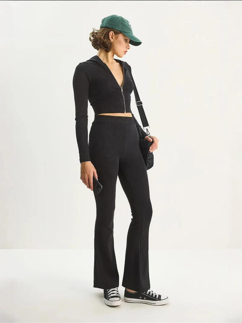 Bianco Lucci LUCCI Ribbed Cotton High Waist Two-Piece Coord