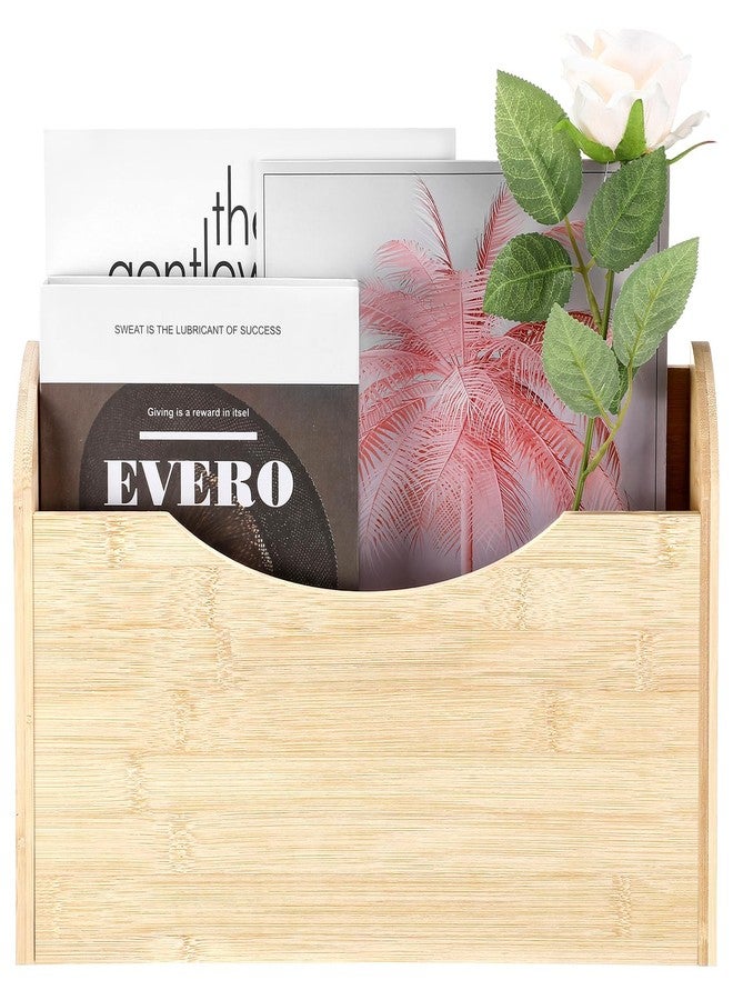 Suzile Wall Mounted File Holder Wood Magazine Holder Wall Hanging File Organizer for Office Mail Magazine Letter Paper Folder Organization (Wood Color) - Image 1