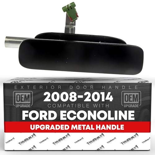T1A Exterior Front Passenger Hinged Door Handle Upgraded Metal Compatible with 20082014 Ford Econoline E150 9924 E350 Super Duty 1014 E450 Textured Black OEM 8C2Z1526604BD 80920 - Image 1