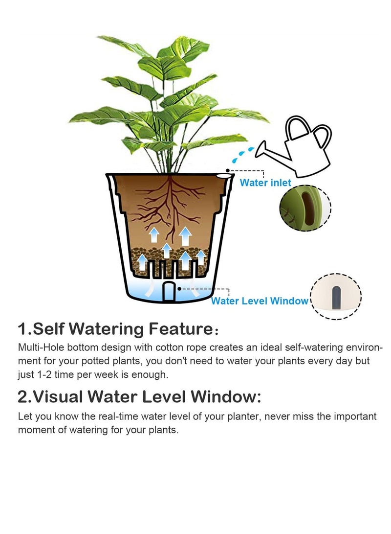 Generic Self Watering Round Planter Pot Set of 6 Plastic Plant Pot with Visual Water Level Window Indoor Decorative Garden Flower Bonsai Pot for Aloe Herb and Succulent Plants - Image 5