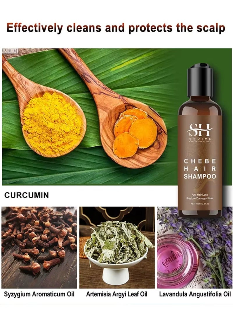 Sevich 100ml Chebe Hair Shampoo Thin Loss Hair Treatment Scalp Skin Refresh and Clean Hair Chebe Shampoo for Hair Regrowth Naturals Chebe Shampoo with African Chebe Essence Powder - Image 2
