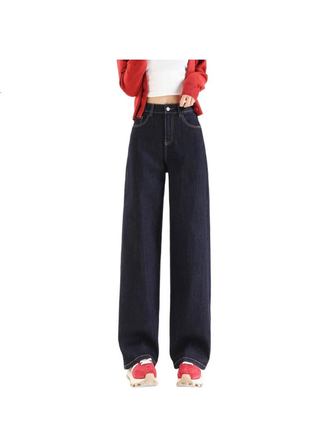 TonLion جينز نسائي كاجوال بقصة مستقيمة فضفاضة كاجوال باللون الأزرق الداكن 28 - Image 2