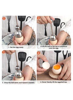 SYOSI Egg Topper Egg Shell Opener Stainless Steel Egg Cracker Tool for Soft or Hard Boiled Egg Egg Separator Egg Shell Remover for Hard Raw Boiled Eggs Easily Cut the Top of SoftBoiled Eggs  - Image 3