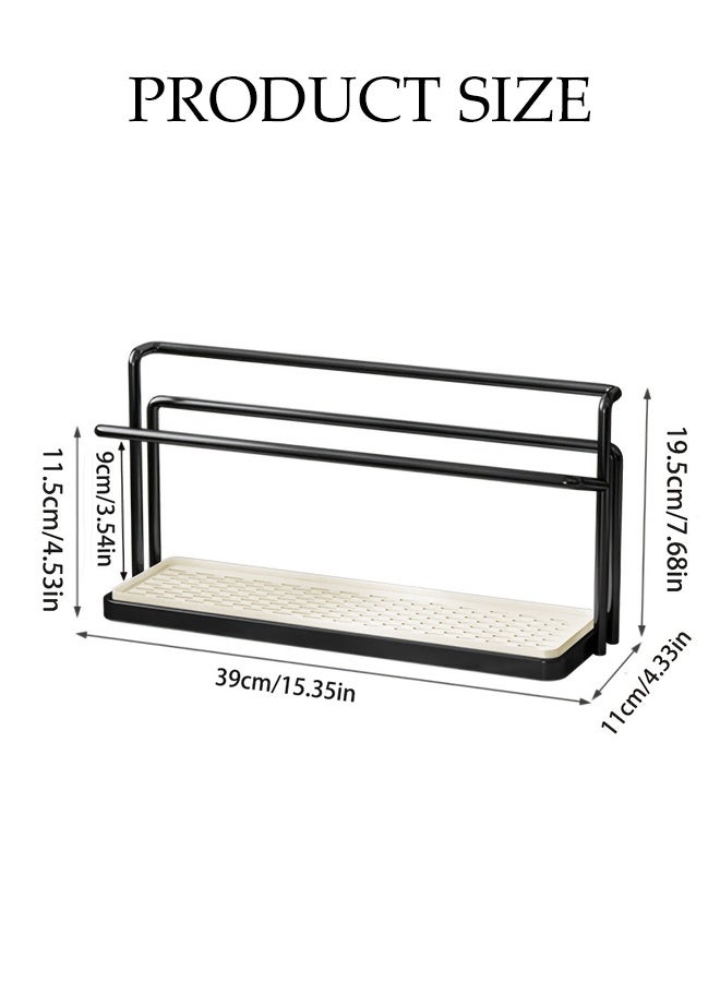 DUNISO رف تخزين الأكواب ذو الطبقتين حامل تجفيف الأكواب مع صينية تصريف قابلة للإزالة رف تخزين متعدد الوظائف محطة بار القهوة منظم سطح الطاولة للمطبخ لصواني المياه وأكواب القهوة والأكواب الزجاجية والأوعية وحامل جرة التوابل - Image 4