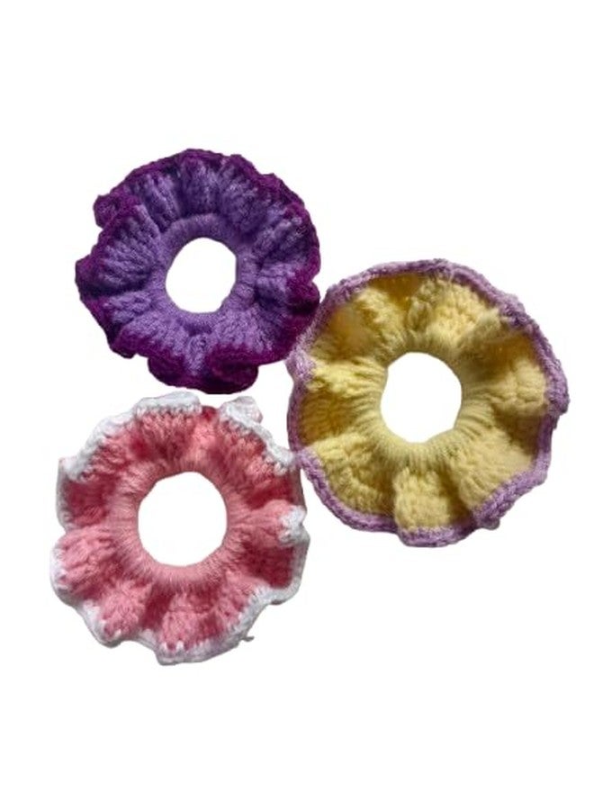 YONIMI Crochet srcunchies for Women and Girls/Staylish wool Srunchies (Pack of 3) - Image 2