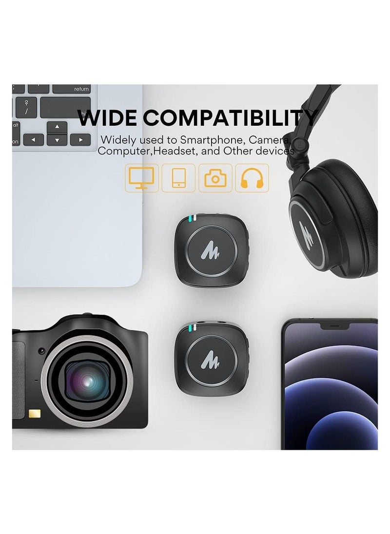 Maono - MAONO AU WM820A2 Dual Person Compact Wireless Lavalier Microphone 2.4GHz with Real time Monitoring and 22 Level Gain Adjustmen - Image 1