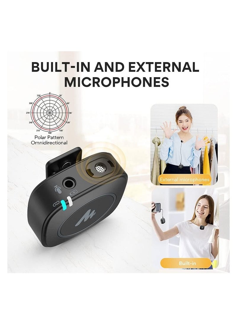 Maono - MAONO AU WM820A2 Dual Person Compact Wireless Lavalier Microphone 2.4GHz with Real time Monitoring and 22 Level Gain Adjustmen - Image 1