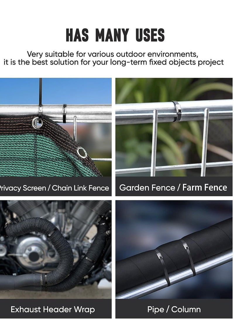 SUNRISE Metal Zip Ties,100 Pcs 50cm Multi-Purpose Stainless Steel Cable Ties, Suitable For Vehicles, Farms, Fences, Pipe Bundling And Other Scenes  - Image 5