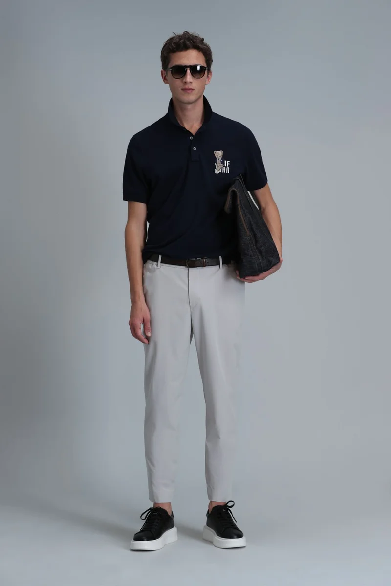 لوفيان Crystal Smart Men's Polo T-Shirt Gray
