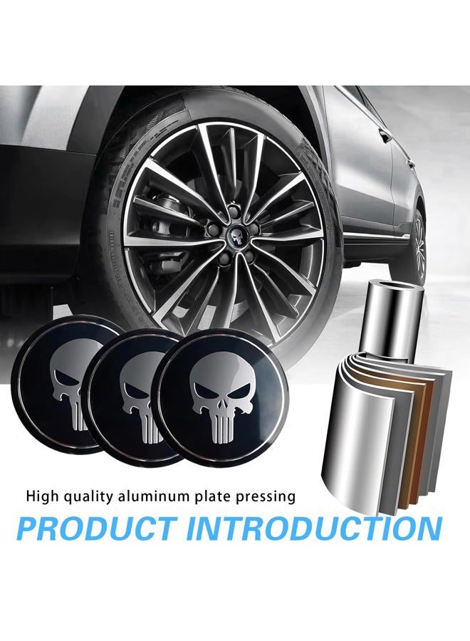 ijuicy 4 PCS Car Tire Center Hub Cap Sticker, Metal Scratch-Proof Waterproof Personalized Skull Anti-Fading Decoration, Perfect Matching Self-Adhesive Decals, Universal for Cars Trucks (Black) - Image 5