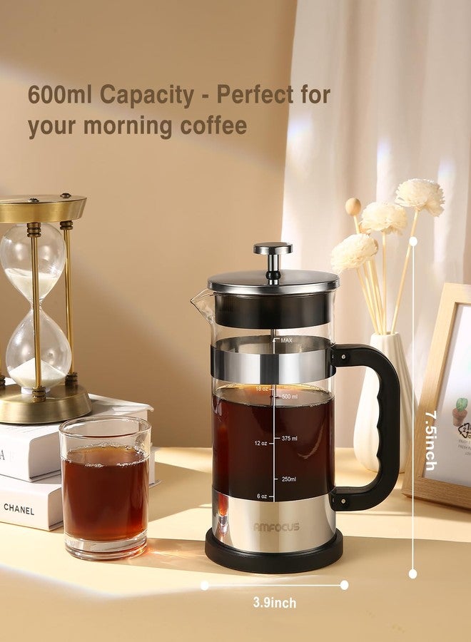 AMFOCUS French Press Coffee Maker 21 oz, 4-Level Filtration System, Premium Heat-Resistant Borosilicate Glass Teapot, Portable Coffee & Cold Brew Maker for Home, Travel, Camping - Ideal Gift - Image 4