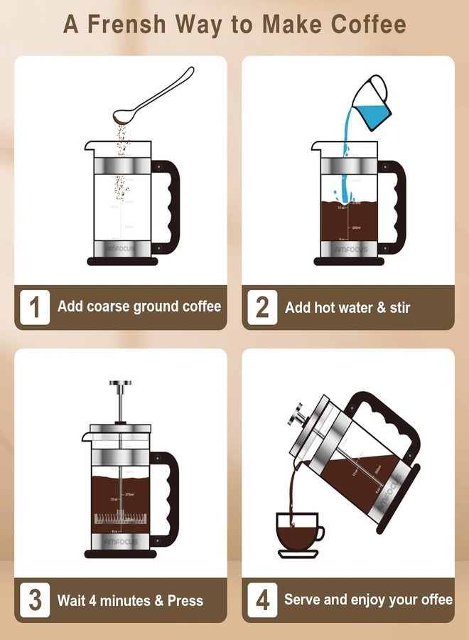 AMFOCUS French Press Coffee Maker 21 oz, 4-Level Filtration System, Premium Heat-Resistant Borosilicate Glass Teapot, Portable Coffee & Cold Brew Maker for Home, Travel, Camping - Ideal Gift - Image 5