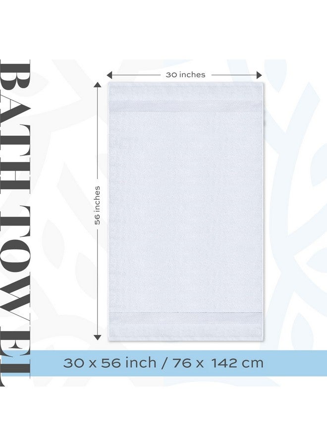White Classic White Classic Luxury Bath Towels Large - Cotton Hotel spa Bathroom Towel |30x56 | 4 Pack | White  - Image 2