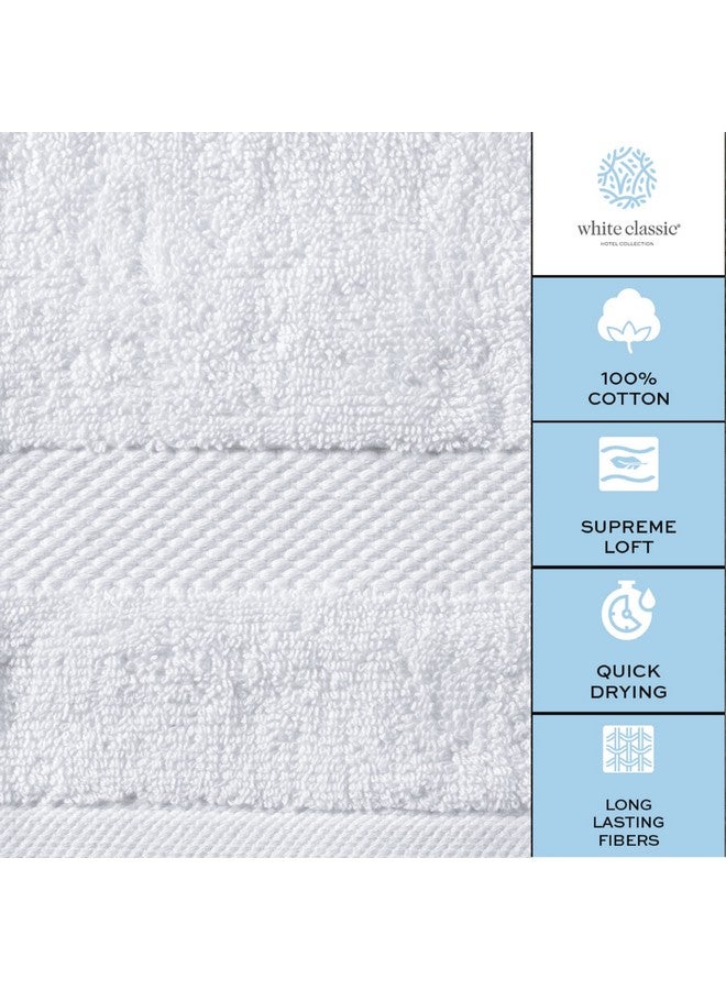 White Classic White Classic Luxury Bath Towels Large - Cotton Hotel spa Bathroom Towel |30x56 | 4 Pack | White  - Image 5