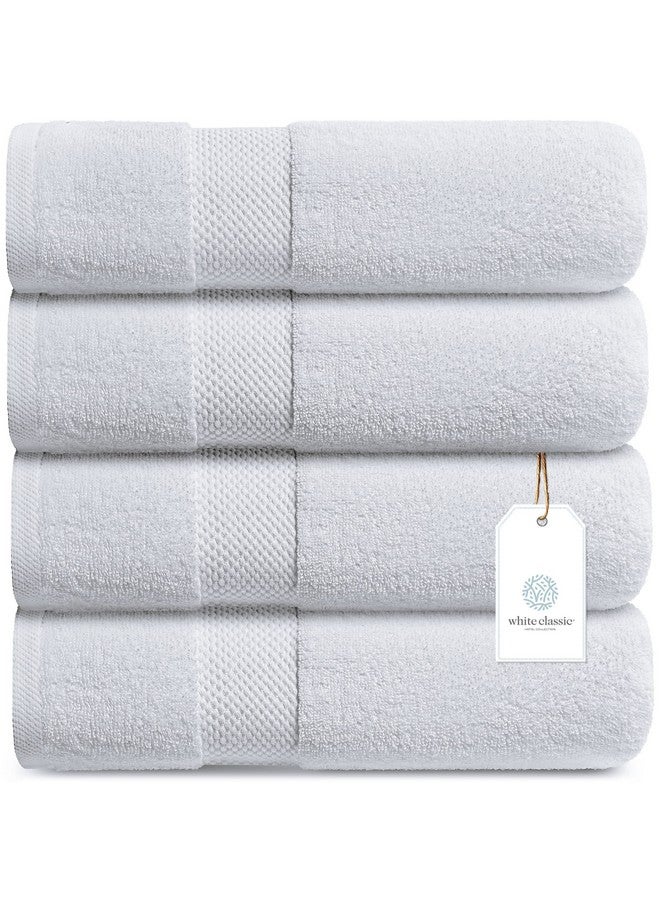 White Classic White Classic Luxury Bath Towels Large - Cotton Hotel spa Bathroom Towel |30x56 | 4 Pack | White  - Image 1