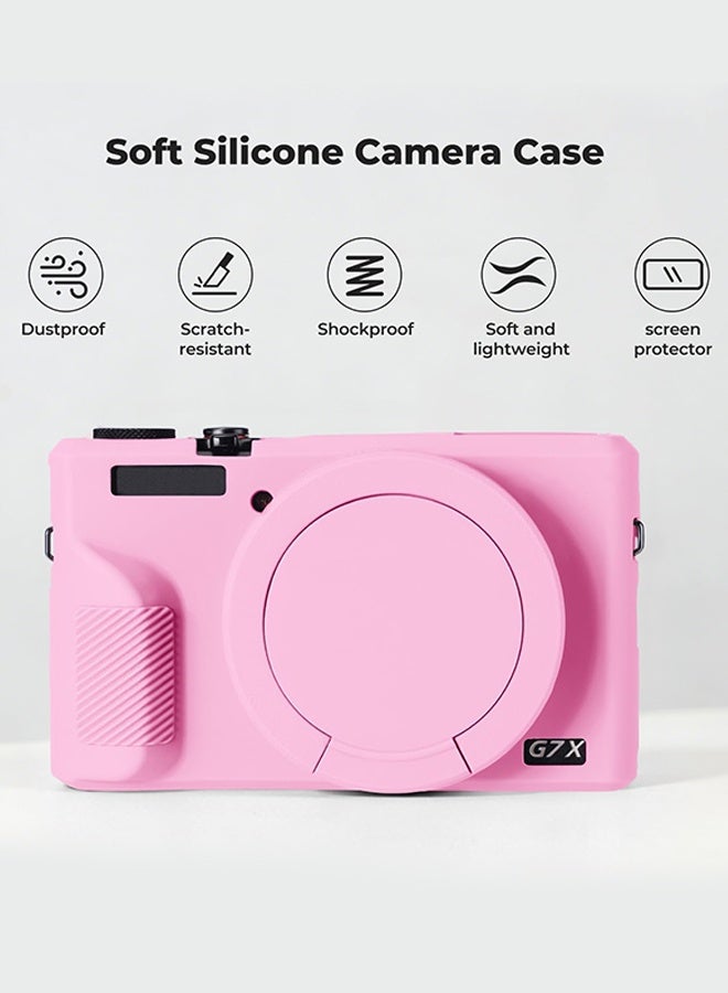 SUNDAREE Camera Case for Canon Powershot G7 X Mark III with 1PCS Screen Protector, Full Pritection Soft G7X III Silicone Case Detachable Lens Cover Protective Cover for Canon G7XIII G7X3-Pink - Image 3