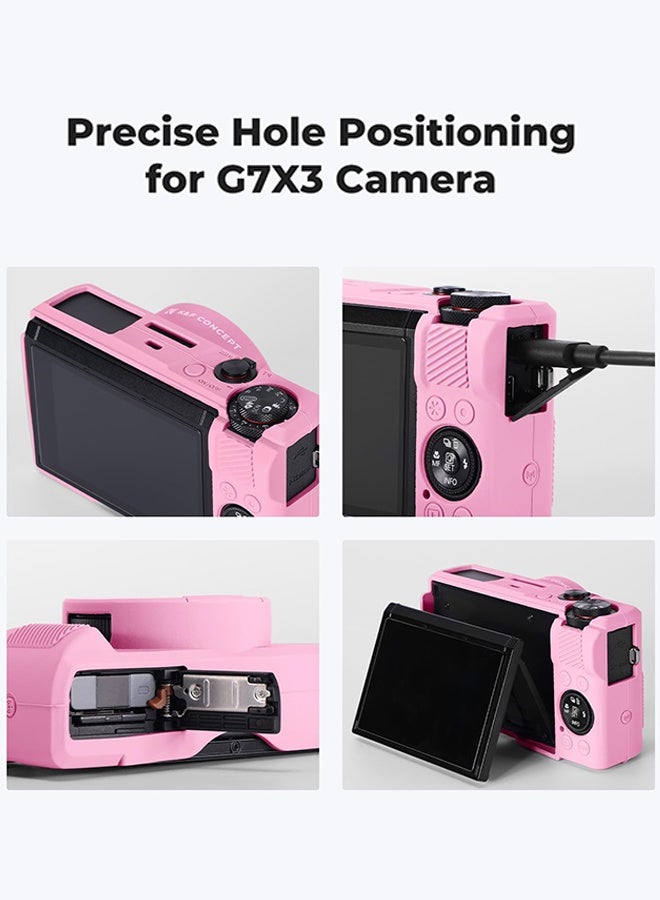 SUNDAREE Camera Case for Canon Powershot G7 X Mark III with 1PCS Screen Protector, Full Pritection Soft G7X III Silicone Case Detachable Lens Cover Protective Cover for Canon G7XIII G7X3-Pink - Image 4