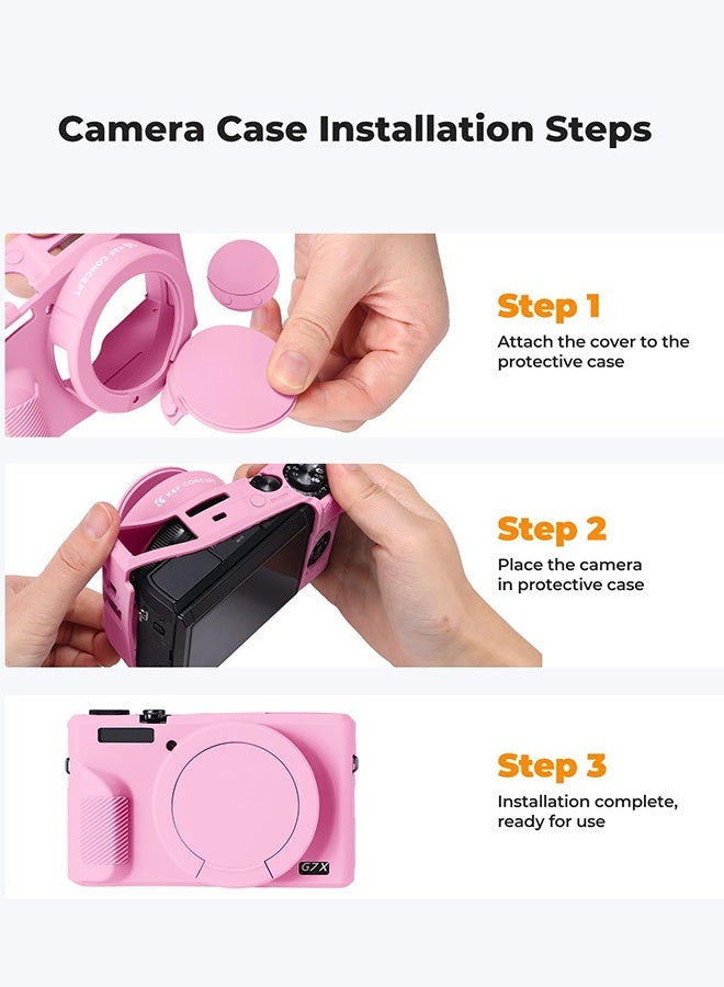 SUNDAREE Camera Case for Canon Powershot G7 X Mark III with 1PCS Screen Protector, Full Pritection Soft G7X III Silicone Case Detachable Lens Cover Protective Cover for Canon G7XIII G7X3-Pink - Image 5