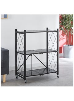 Cool Baby COOLBABY Folding Shelf 3 Tier Storage Shelves Kitchen Cabinet Storage Rack with Wheels Storage Organizer Rack  - Image 5