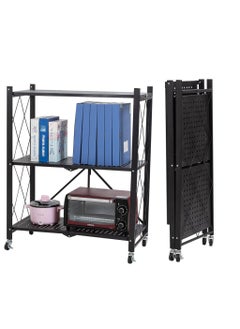 Cool Baby COOLBABY Folding Shelf 3 Tier Storage Shelves Kitchen Cabinet Storage Rack with Wheels Storage Organizer Rack  - Image 1