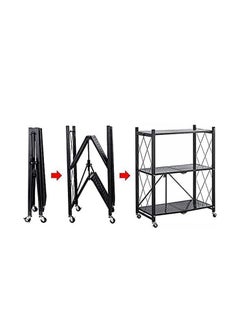 Cool Baby COOLBABY Folding Shelf 3 Tier Storage Shelves Kitchen Cabinet Storage Rack with Wheels Storage Organizer Rack  - Image 2