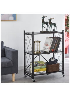 Cool Baby COOLBABY Folding Shelf 3 Tier Storage Shelves Kitchen Cabinet Storage Rack with Wheels Storage Organizer Rack  - Image 4