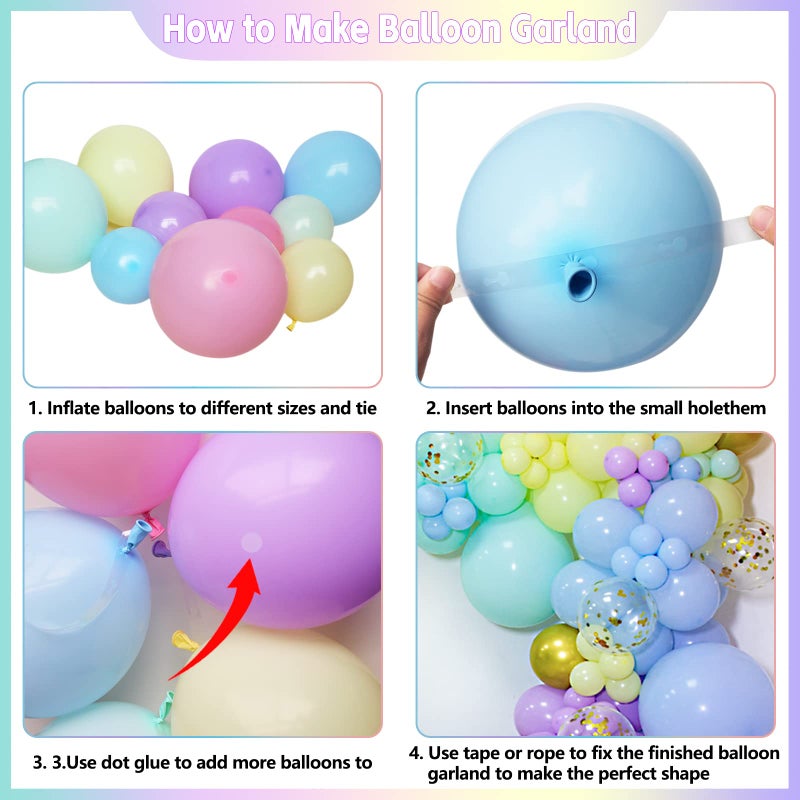 ZBYDNG 216Pcs Pastel Rainbow Balloon Garland Kit, Latex Colorful Party Balloons Arch Kit for Birthday Baby Shower Wedding Engagement Anniversary Christmas Party Decorations - Image 4