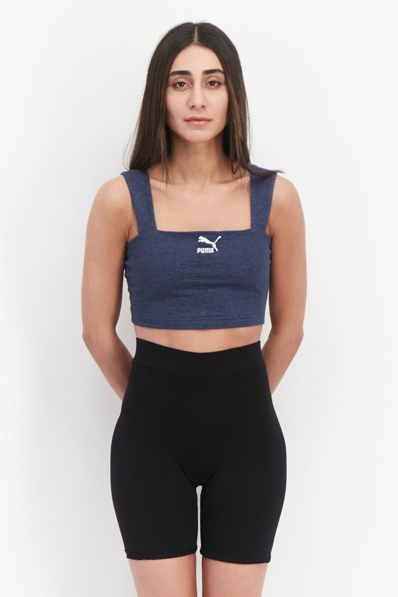 PUMA Women Sportswear Fit Sleeveless Training Tank Top, Navy - Image 1