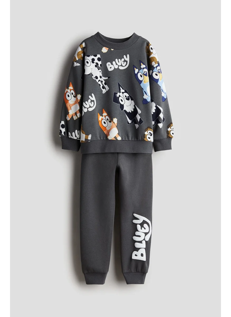 H&M 2-Piece Printed Sweatshirt Set